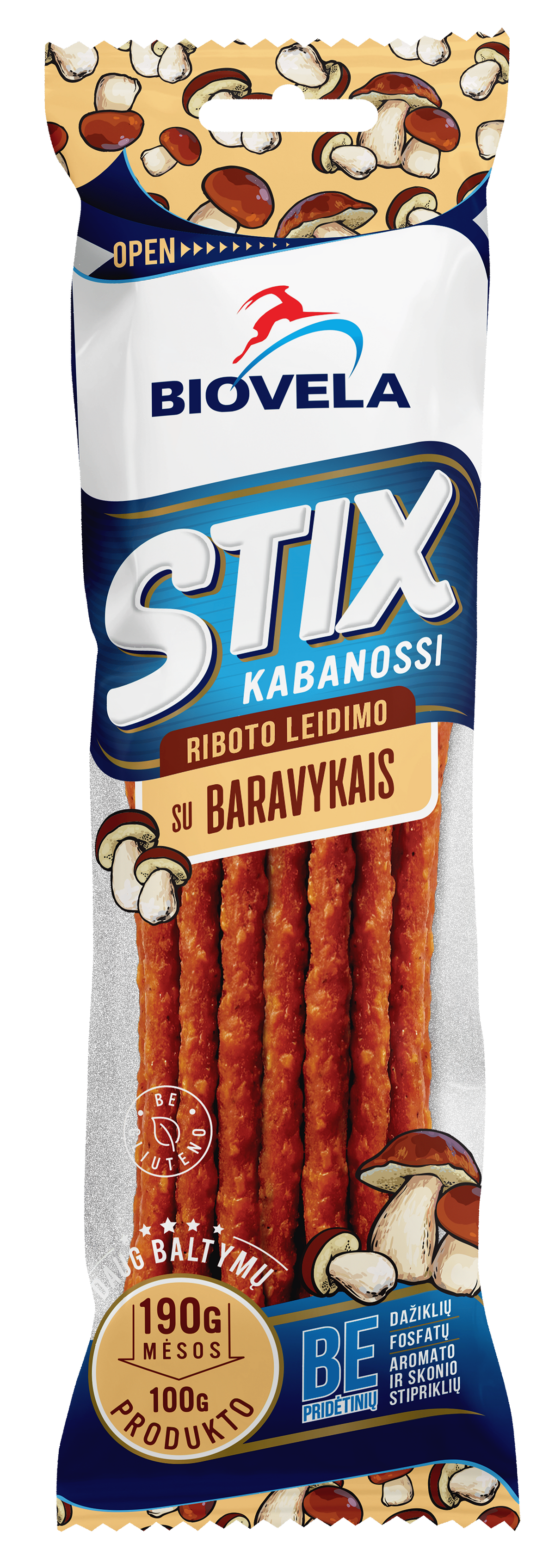 STIX Hot Smoked Cabanossi Sticks Sausages with Boletus 100g