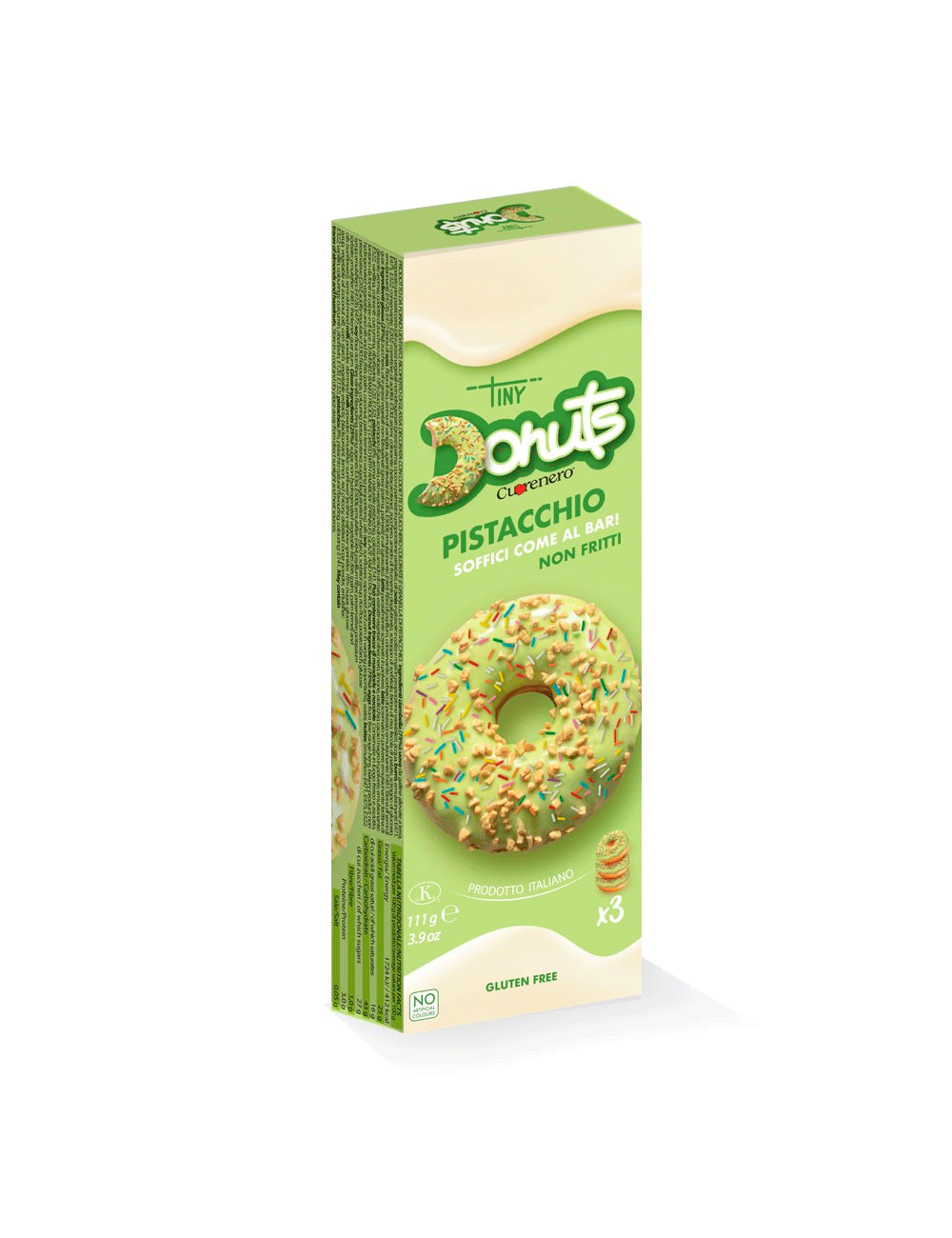 CUORENERO Tiny Donuts Strawberry, Cocoa & Pistachio Flavors 3 x 111g