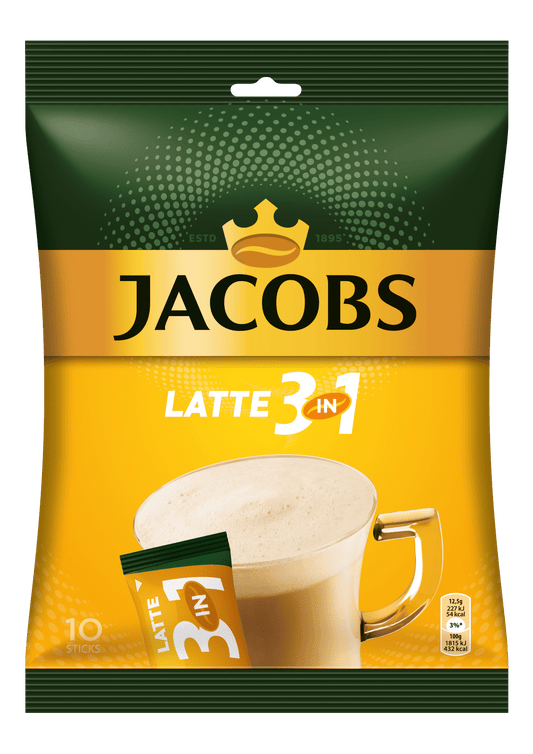JACOBS LATTE 3in1 Instant Coffee Bag 125g 4.4oz