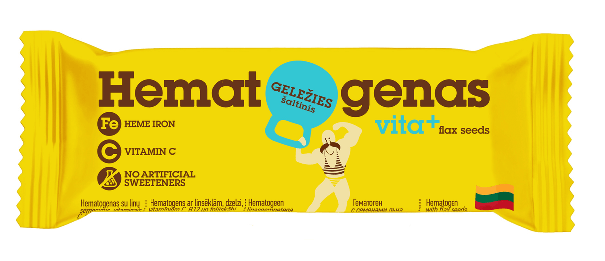 HEMATOGEN VITA+ FLAX SEEDS Source of Heme Iron Vitamin C Energy Bar 50g 1.8oz