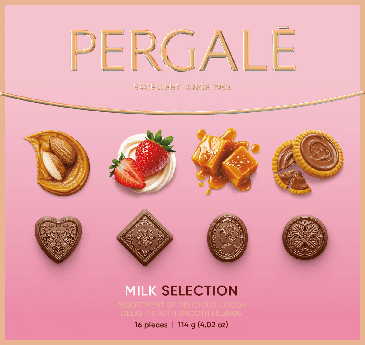 PERGALE Milk Chocolate Candies with Smooth Fillings Selection Box 114g