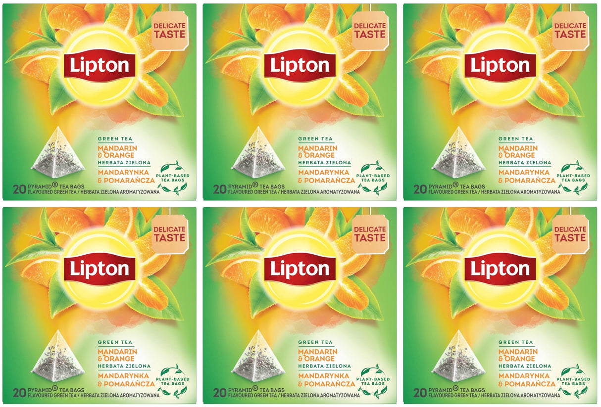 6 LIPTON MANDARIN ORANGE Flavored Green Tea Boxes