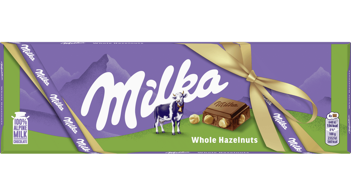MILKA Alpine Milk Chocolate Bar with Whole Hazelnuts 250g