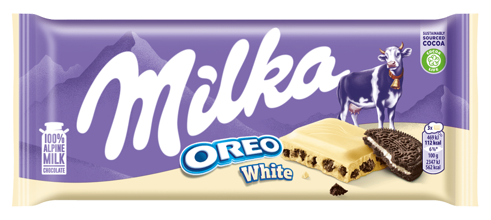 MILKA OREO WHITE Chocolate Bar with Cookie Crisps 100g
