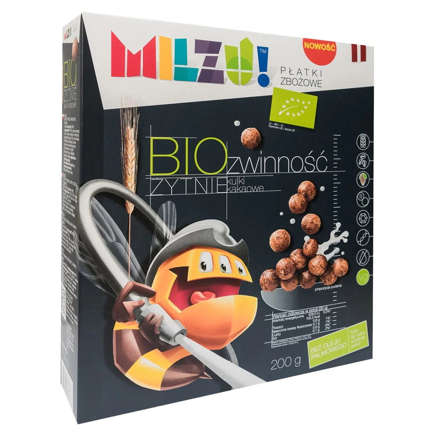 BIO MILZU! Speedy Rye Cocoa Balls Organic Vegan Breakfast Cereal 200g