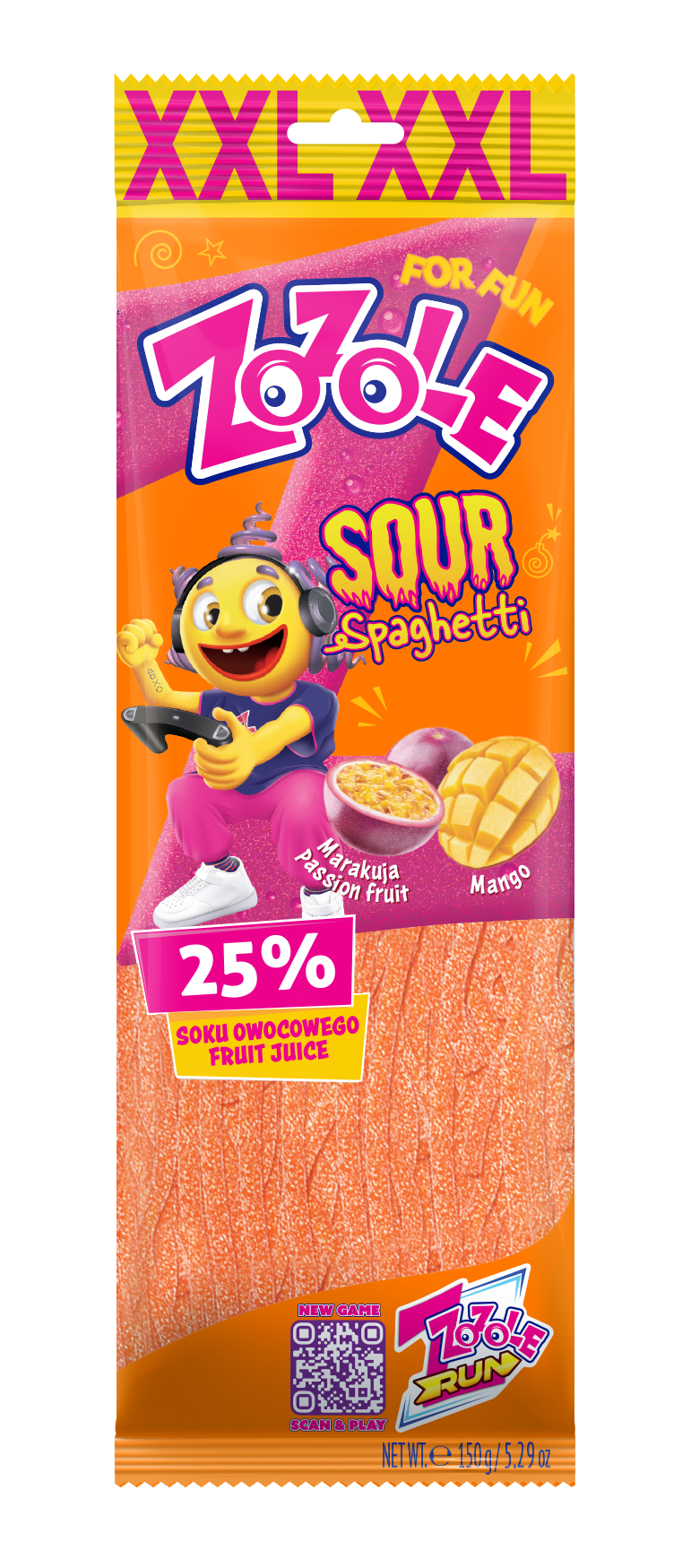 ZOZOLE SOUR SPAGHETTI Mango & Passion Fruit Flavor Gummi Candies 145g