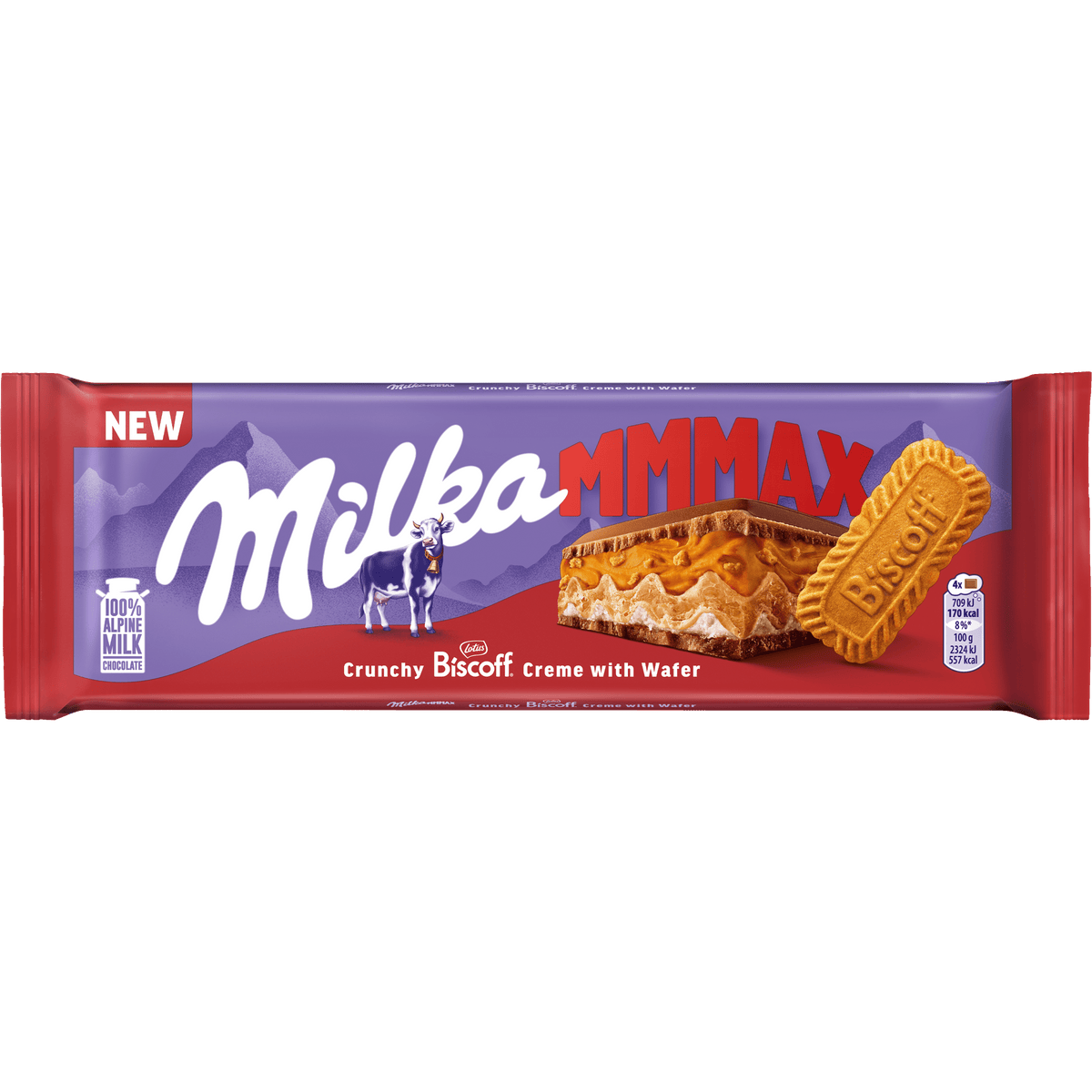 MILKA MMMAX BISCOFF Alpine Milk Chocolate Bar with Crunchy Cream 275g