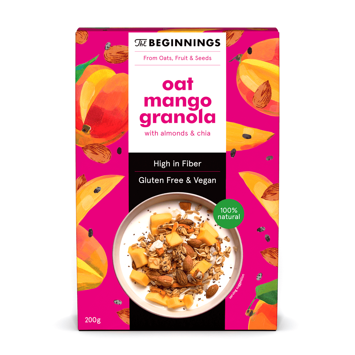 BEGGININGS OAT MANGO Granola with Almonds & Chia 100% natural 200g 7oz