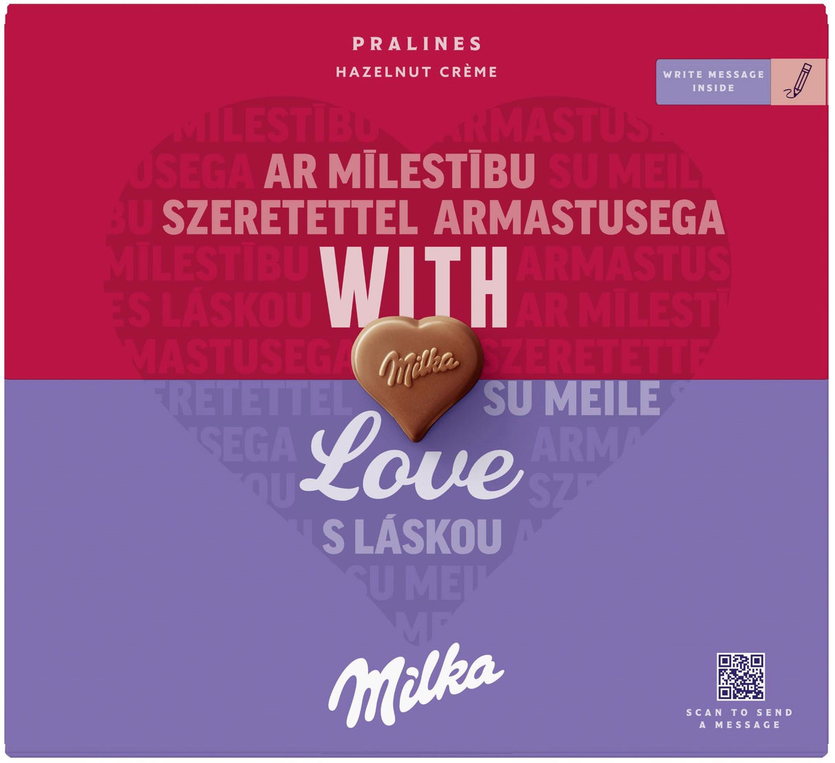 MILKA WITH LOVE Heart Shaped Chocolate Pralines Sweets Gift Box 110g 3.88oz