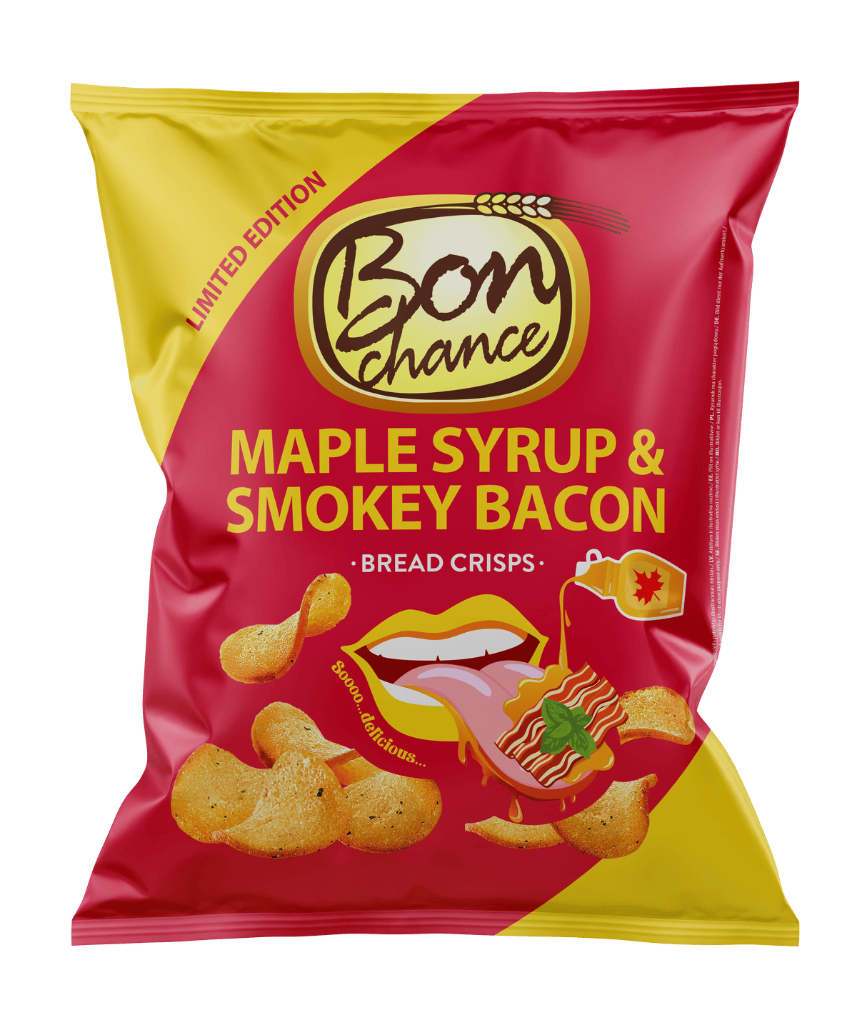 BON CHANCE Maple Syrup & Smokey Bacon Flavor Baked Bread Crisps 120g