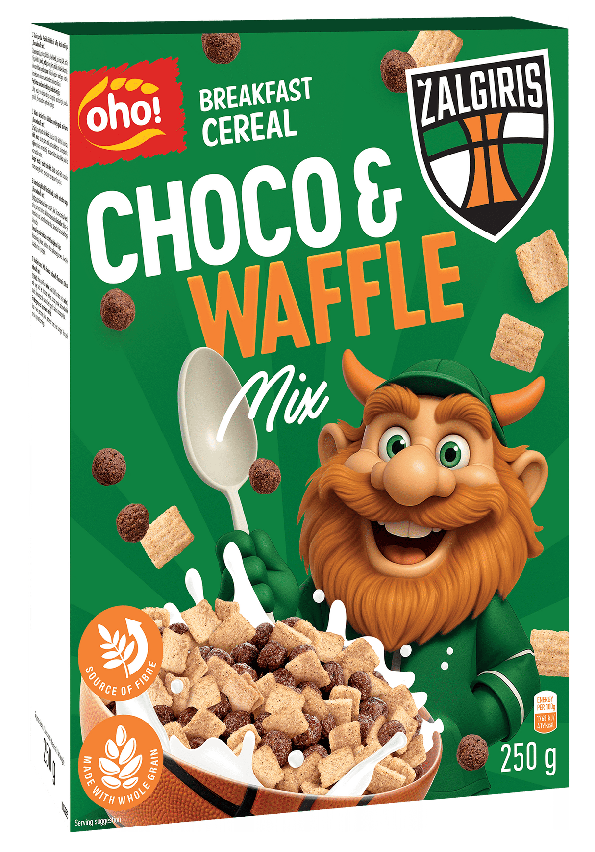 OHO! CHOCO & WAFFLE Mix Žalgiris Edition Breakfast Cereal 250g