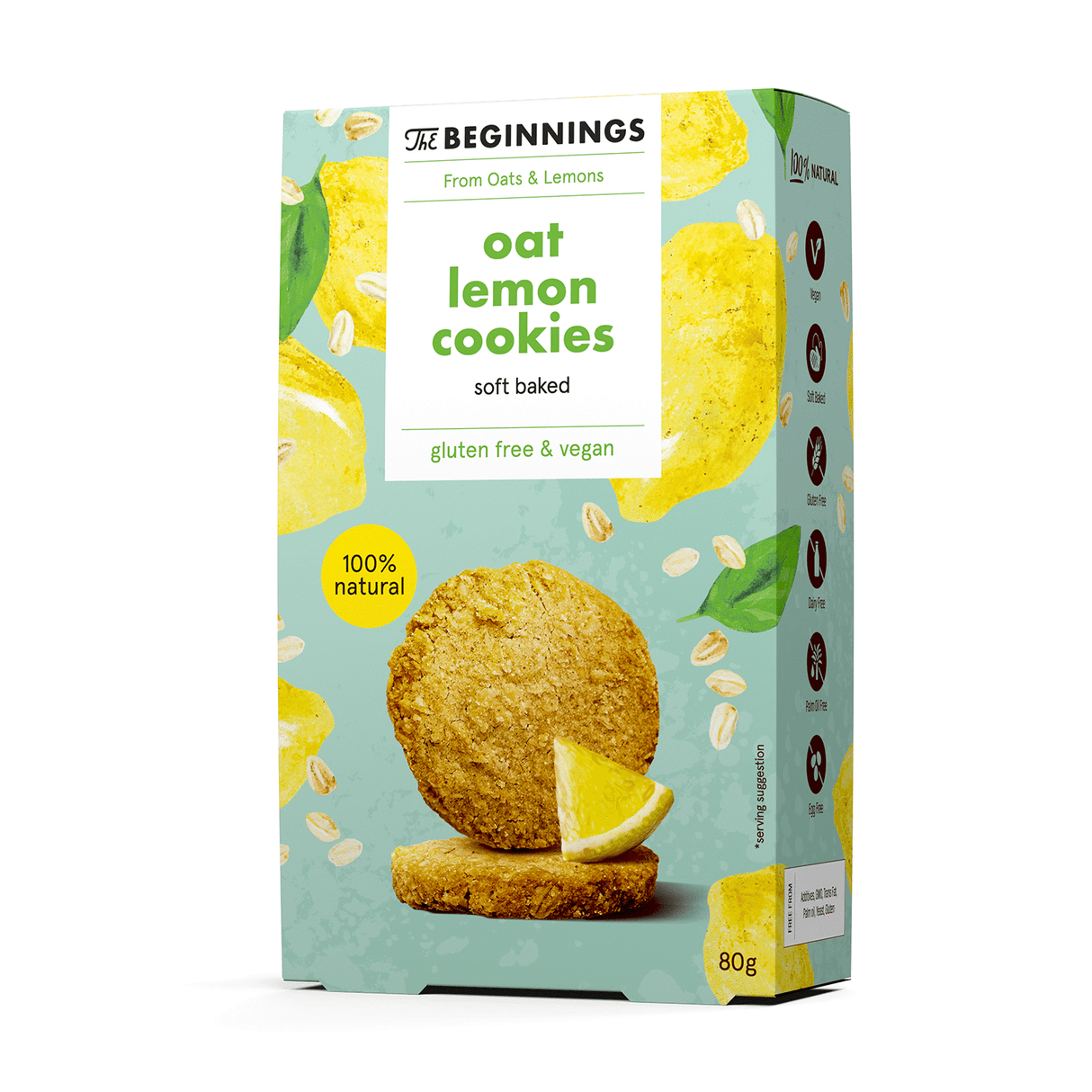 THE BEGINNINGS Soft Baked Lemon Oat Cookies 100% Natural 80g