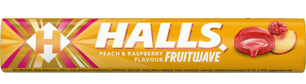 HALLS FRUITWAVE Peach & Raspberry Flavor Pastilles 45g
