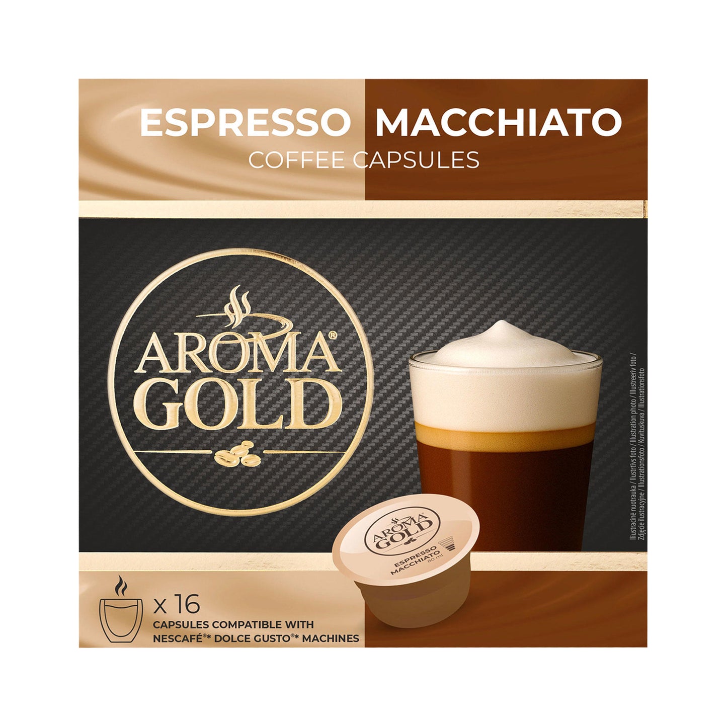 AROMA GOLD ESPRESSO MACCHIATO Flavor Dolce Gusto Instant Coffee Capsules