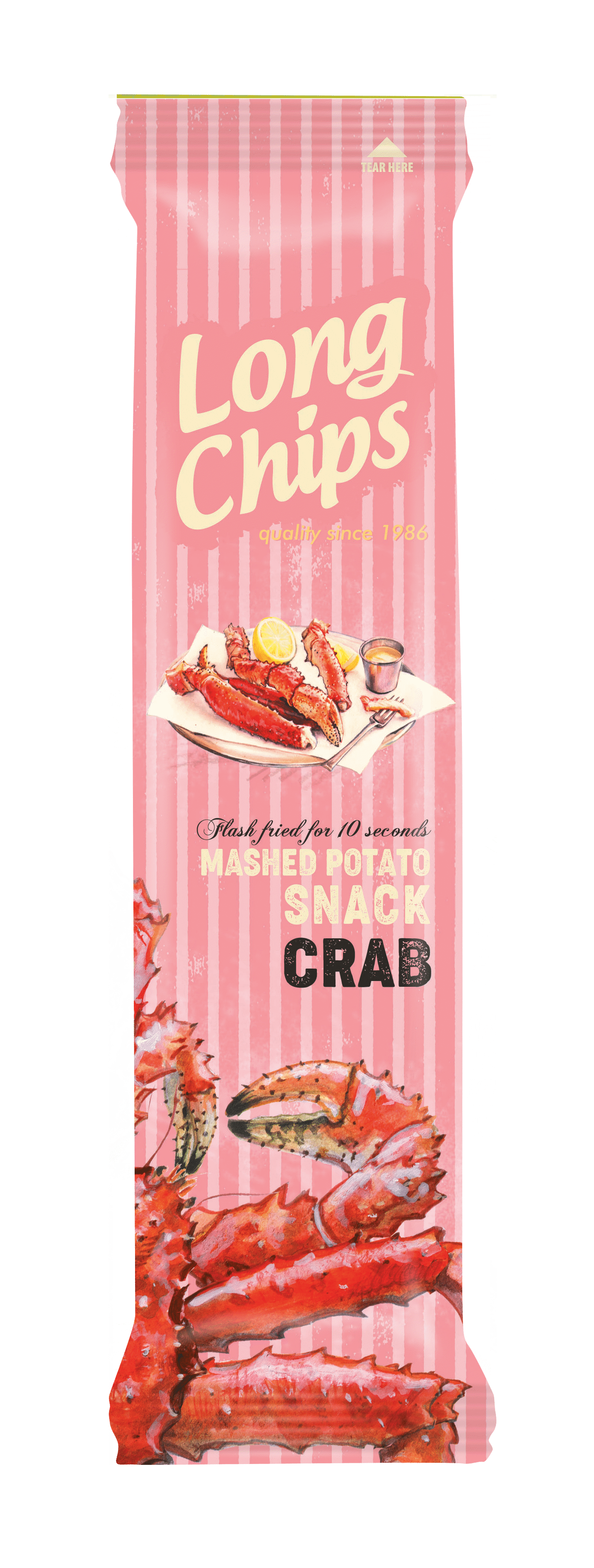 LONG CHIPS CRAB Flavor Mashed Potato Snack 75g 2.65oz