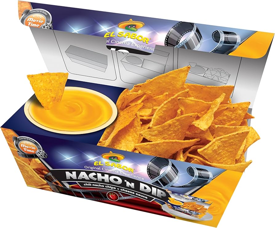 EL SABOR NACHO 'N DIP Tortilla Chili Nacho Chips with Cheese Sauce 175g 6.2oz