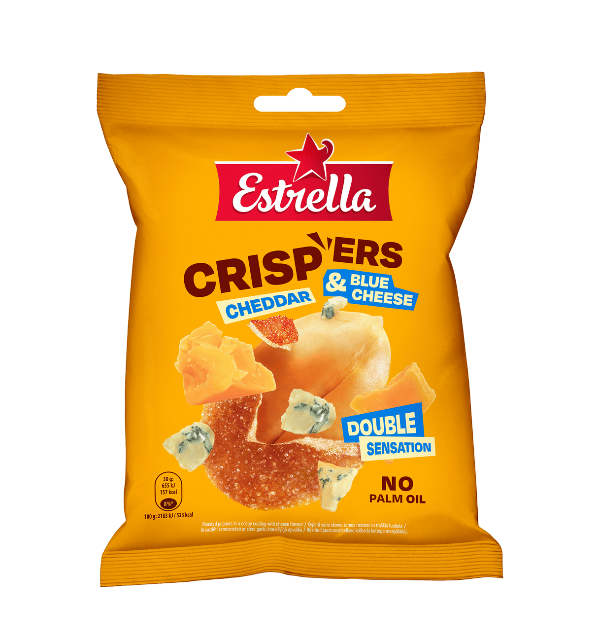 ESTRELLA CRISPERS Cheddar & Blue Cheese Flavor Peanuts in Crunchy Coating 5 x 140g