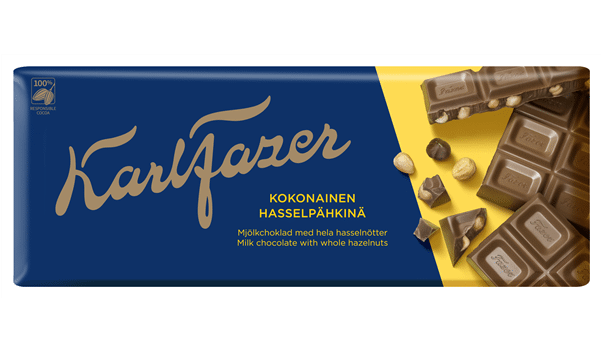 KARL FAZER Milk Chocolate Bar with Whole Hazelnuts 200g 7oz