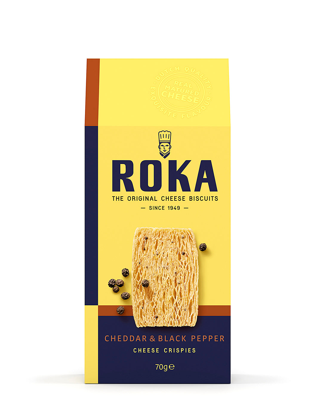 ROKA CHEDDAR Cheese Crispies with Black Pepper Crackers Snacks 70g
