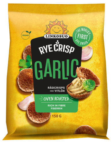 LINKOSUO Garlic Flavor Rye Crisps Baked Bread Snacks 150g
