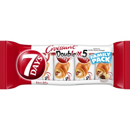 7DAYS Croissants with Cocoa & Vanilla Filling Family Pack 5 x 37g