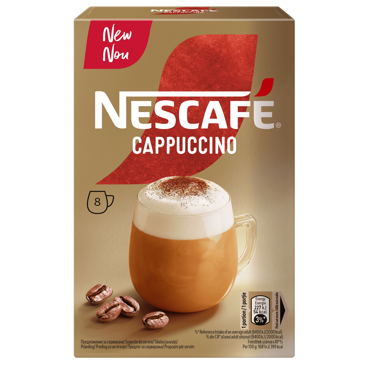 NESCAFE CAPPUCCINO Instant Coffee 8 Stick Box 108g 3.8oz