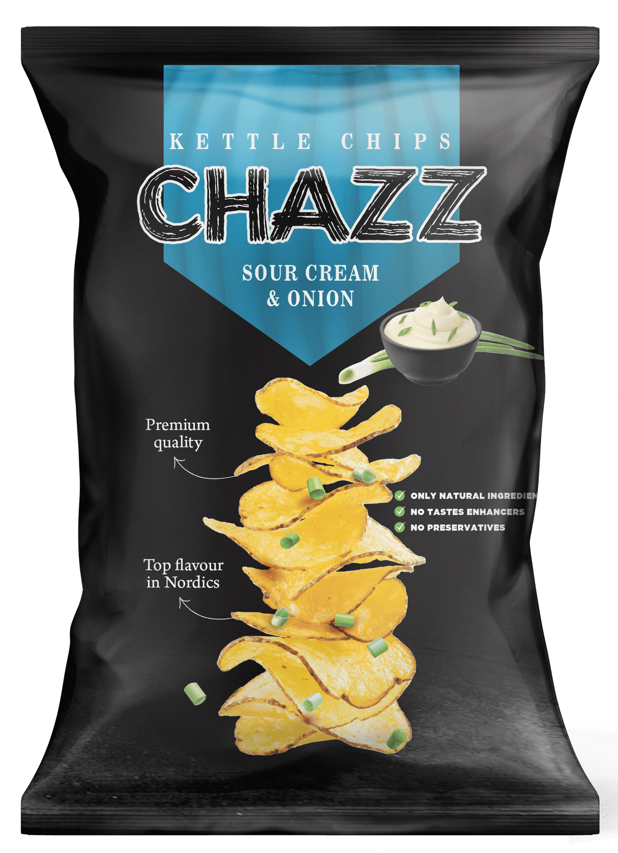 CHAZZ SOUR CREAM & ONION Flavor Kettle Potato Chips 90g 3.1oz