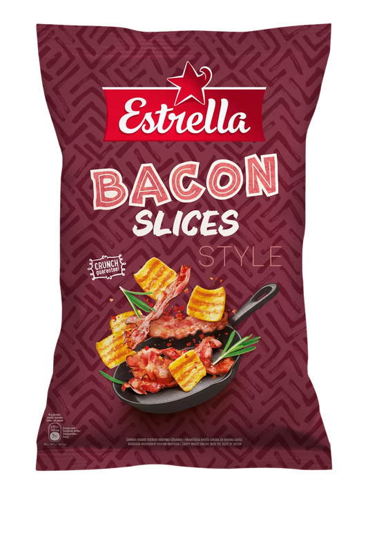 ESTRELLA BACON SLICES Flavor Crunchy Puffed Chips Snacks 110g 3.88oz