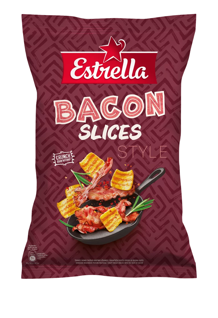 ESTRELLA BACON SLICES Flavor Crunchy Puffed Chips Snacks 110g 3.88oz