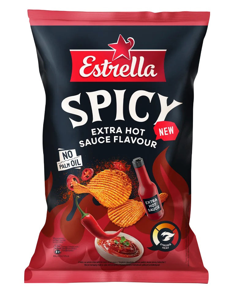 ESTRELLA SPICY EXTRA HOT Sauce Flavor Potato Chips 115g 4oz