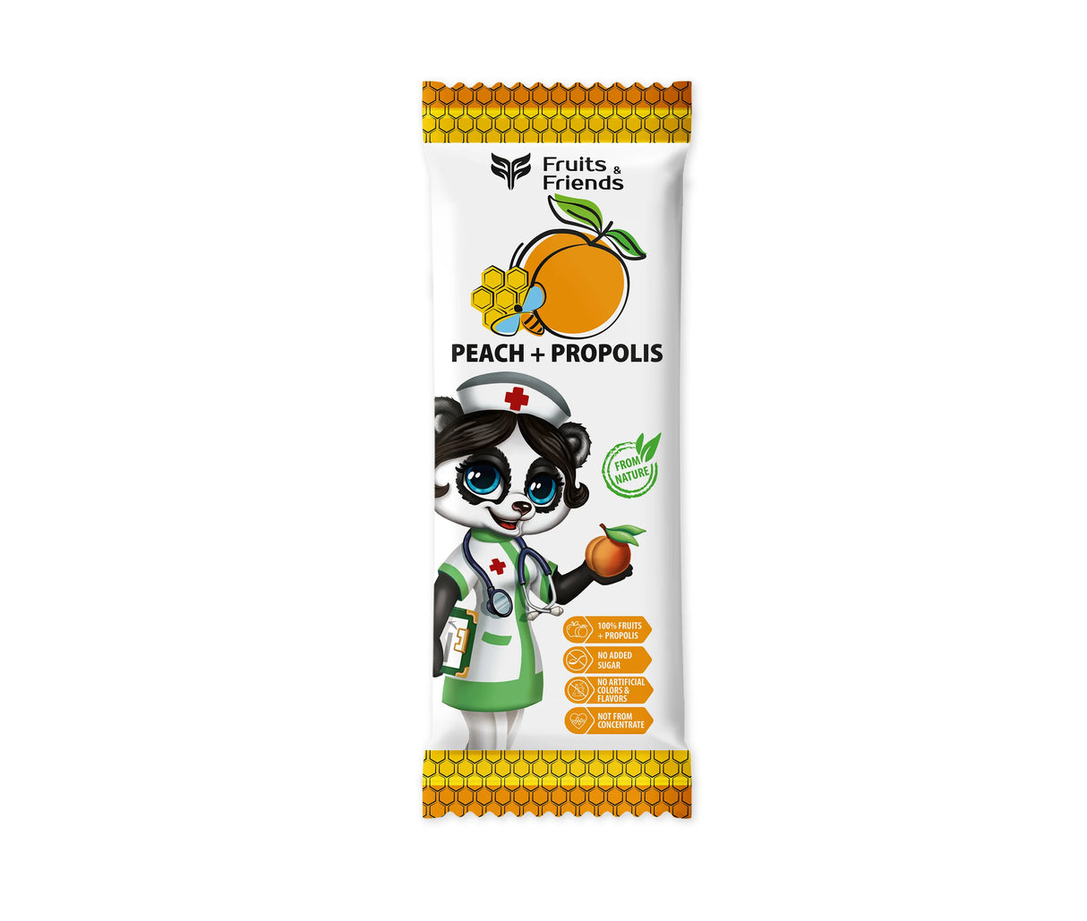 FRUIT & FRIENDS Peach + Propolis Flavor 100% Natural Fruit Snacks Chewy Candy 16g