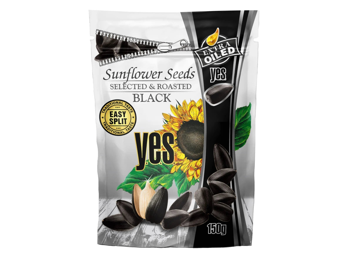 YES Extra Oiled Roasted Black Sunflower Seeds 150g