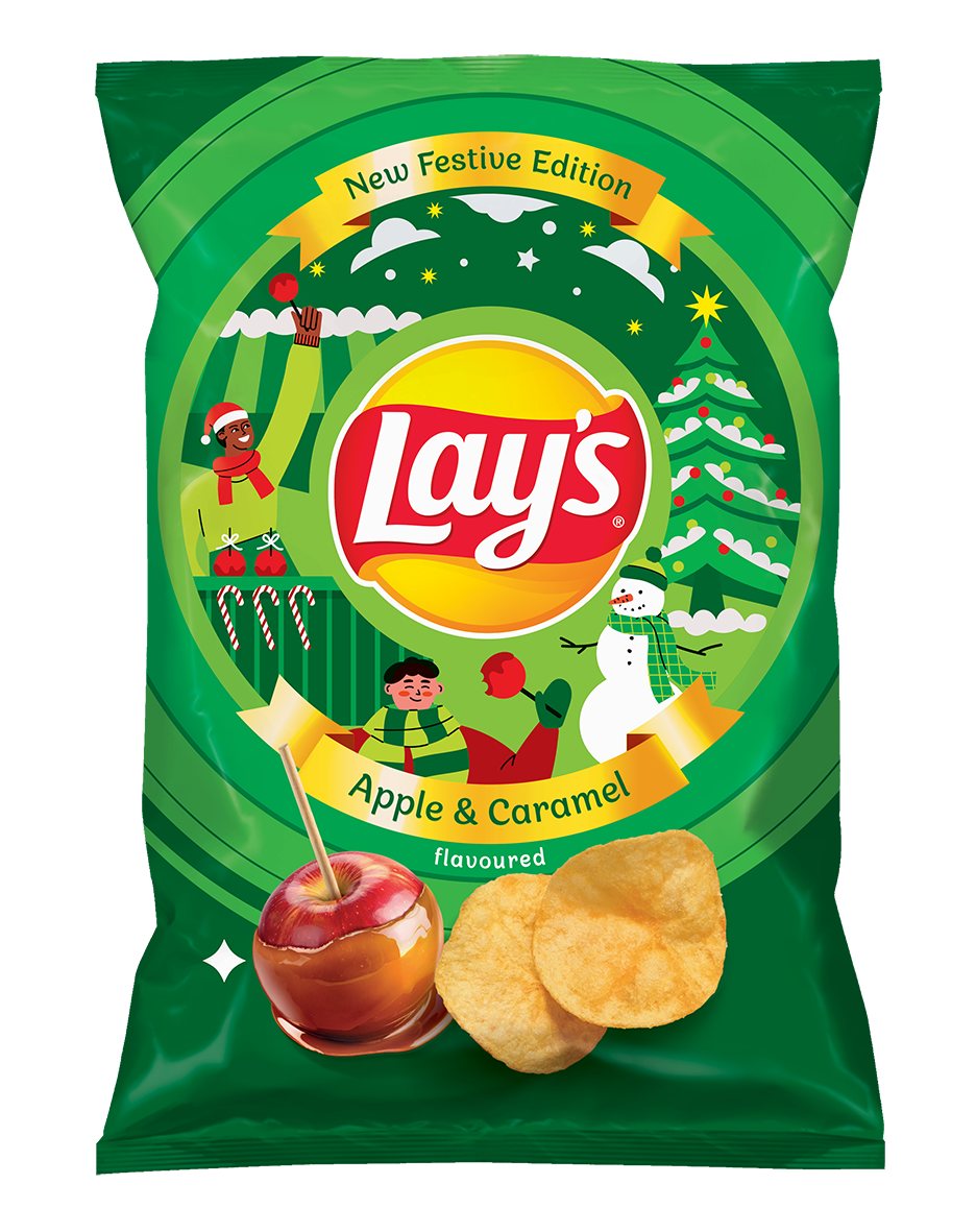LAYS APPLE & CARAMEL Flavor Potato Chips New Festive Edition 130g 4.5oz