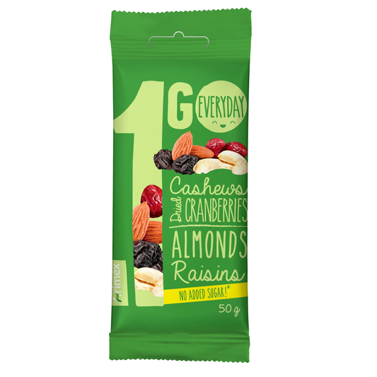 1GO Cashews Cranberries Almonds Raisins Trail Mix Nuts Snack Pouch 50g 1.76oz