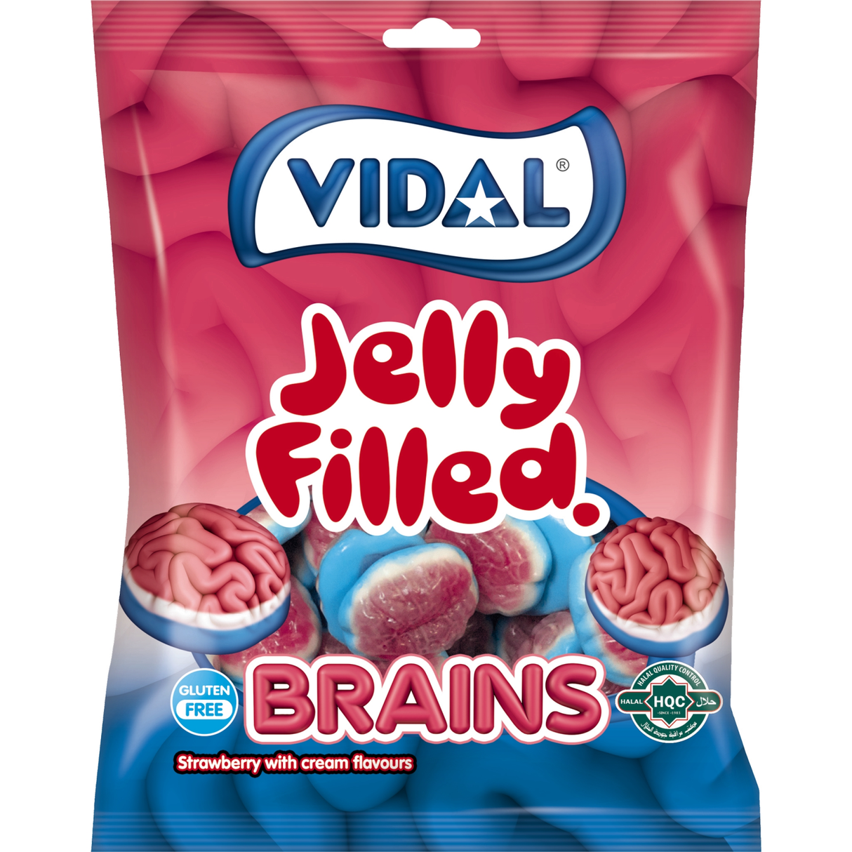 VIDAL Jelly Filled Brains Strawberry & Cream Flavor Gummi Candies 90g