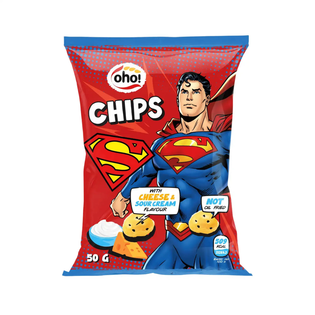 OHO! Snacks Cheese & Sour Cream Flavor Puffed Potato Chips 50g