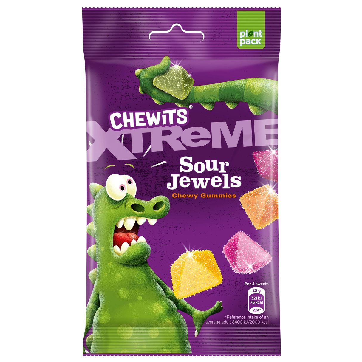 CHEWITS XTREME SOUR JEWELS Chewy Gummi Candies 6 x 125g