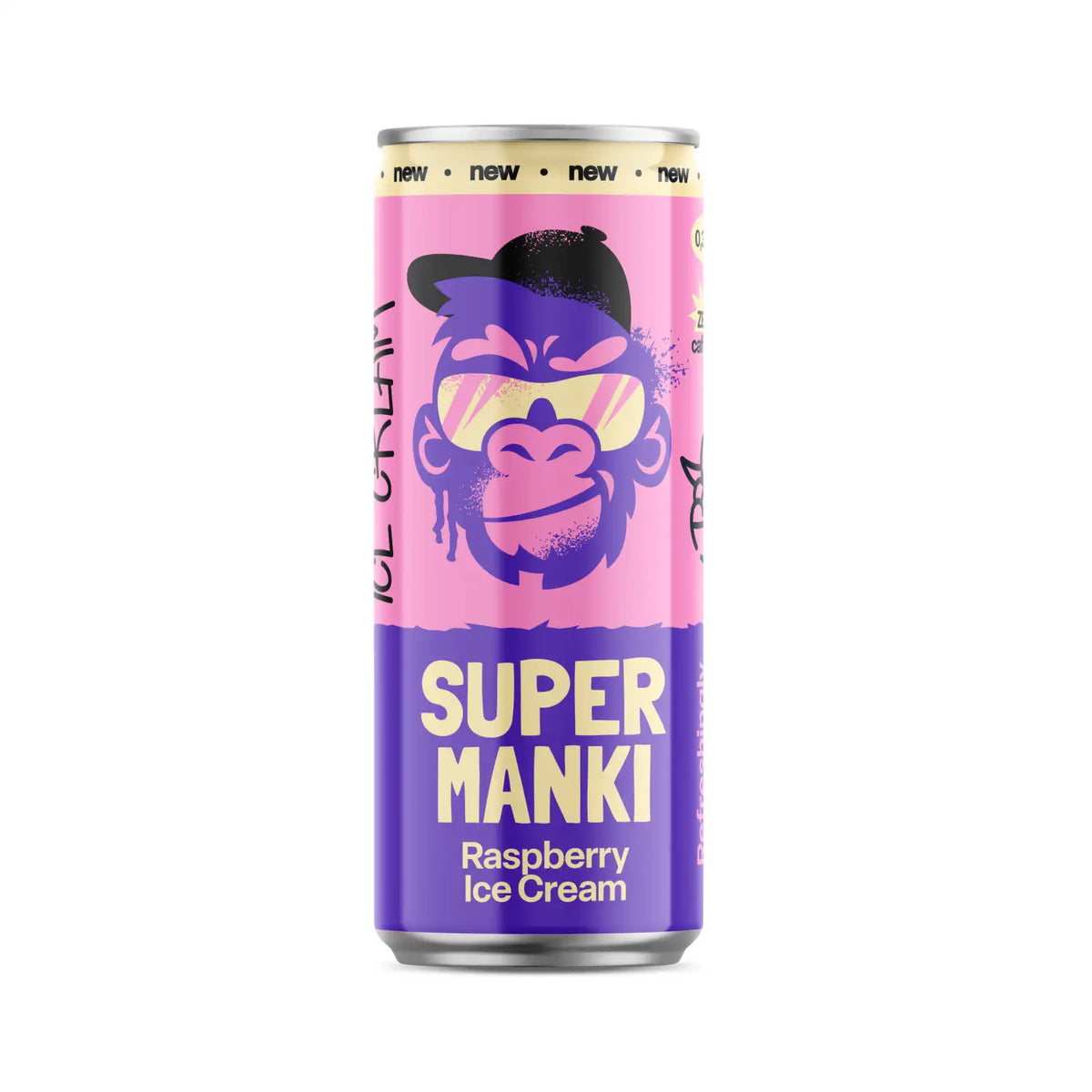 SUPER MANKI Raspberry Ice Cream Flavor Sparkling Soft Drink 330ml