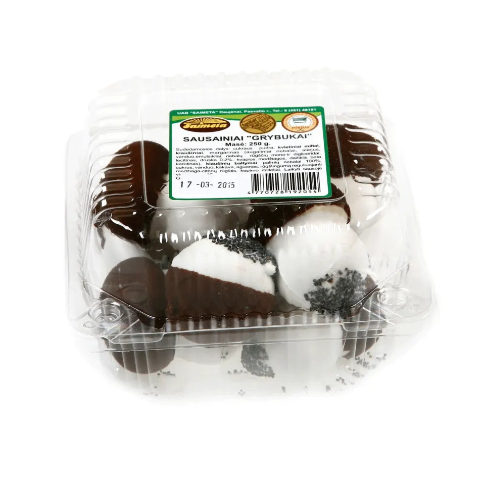 SAIMETA Gingerbread Mushroom Shape Cookies Sugar Glaze and Chocolate Top 250g