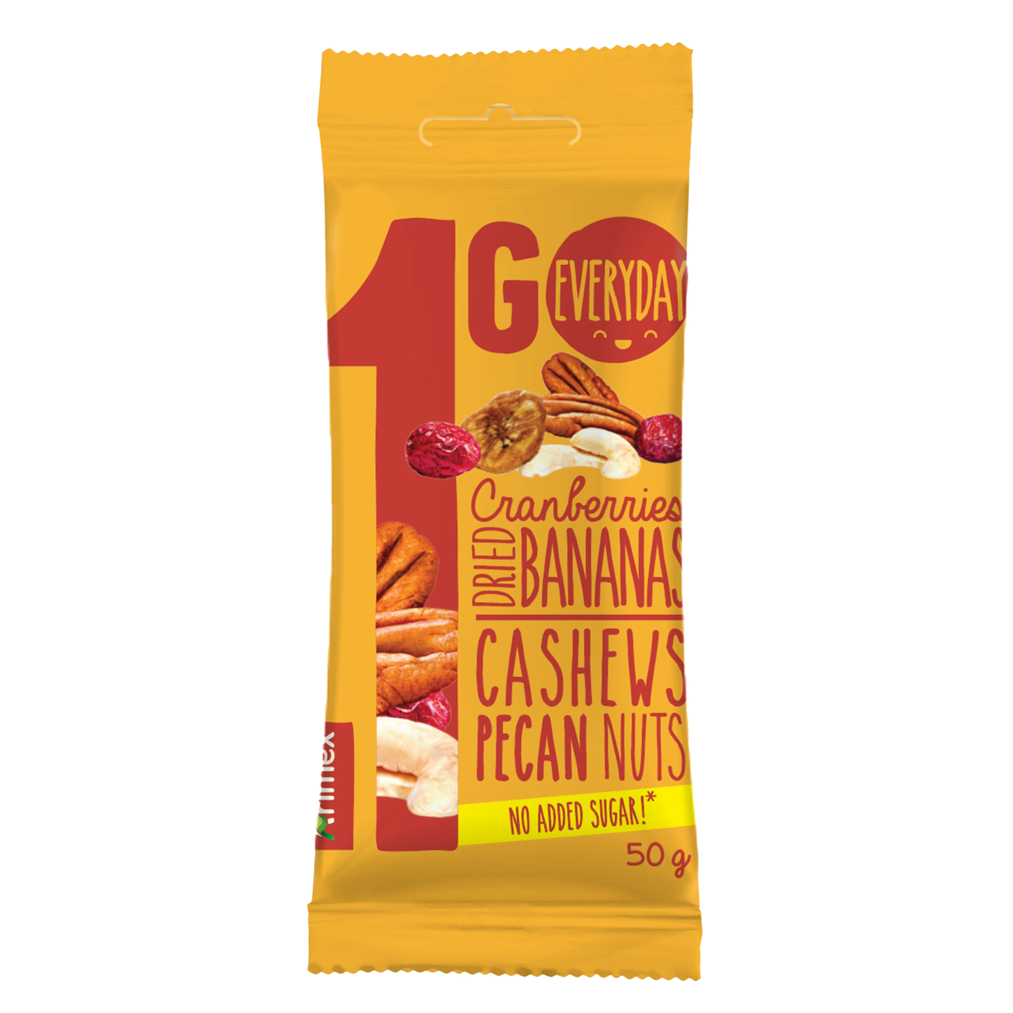 1GO Cranberries Banana Cashews Pecan Trail Mix Nuts Snack Pouch 50g 1.76oz