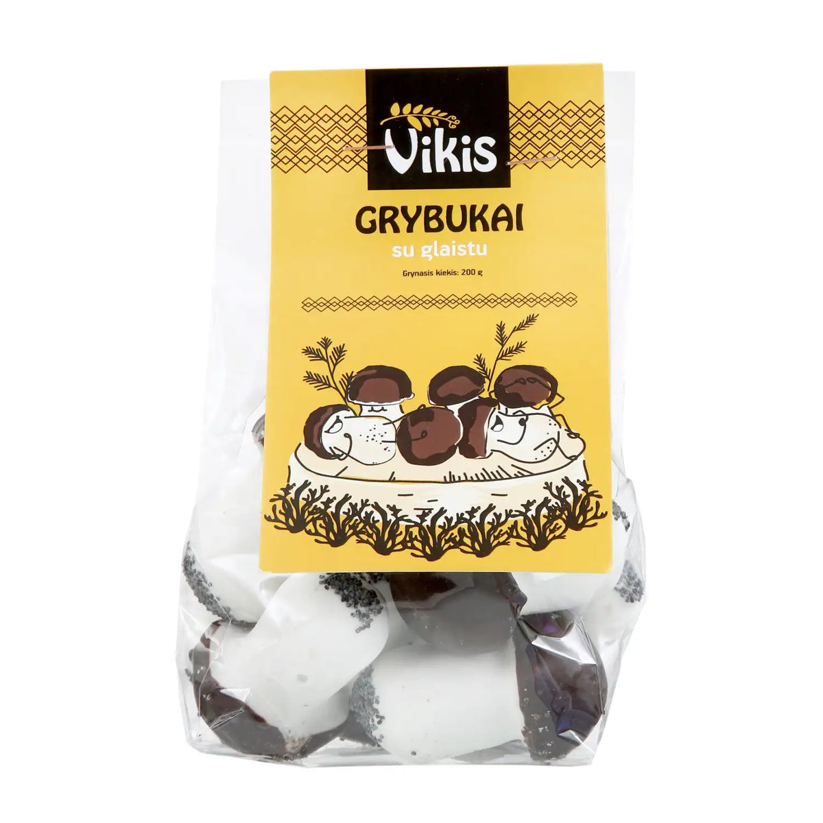 VIKIS Gingerbread Mushroom Shape Cookies with Sugar Glaze and Chocolate 200g