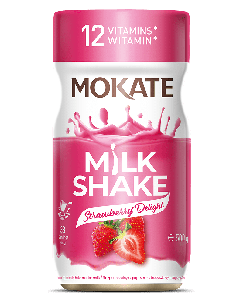 MOKATE MILK SHAKE Mix for Milk Strawberry Delight Flavor 500g 17.6oz