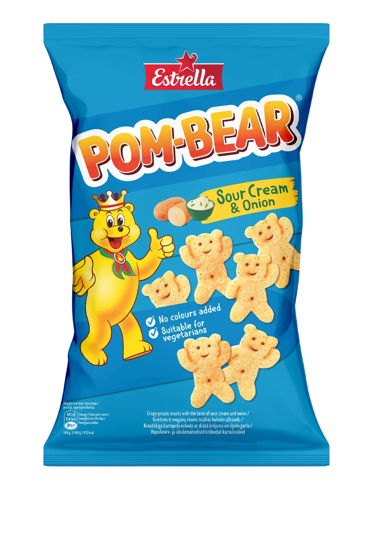 ESTRELLA POM-BEAR Sour Cream & Onion Flavor Puffed Potato Chips 65g
