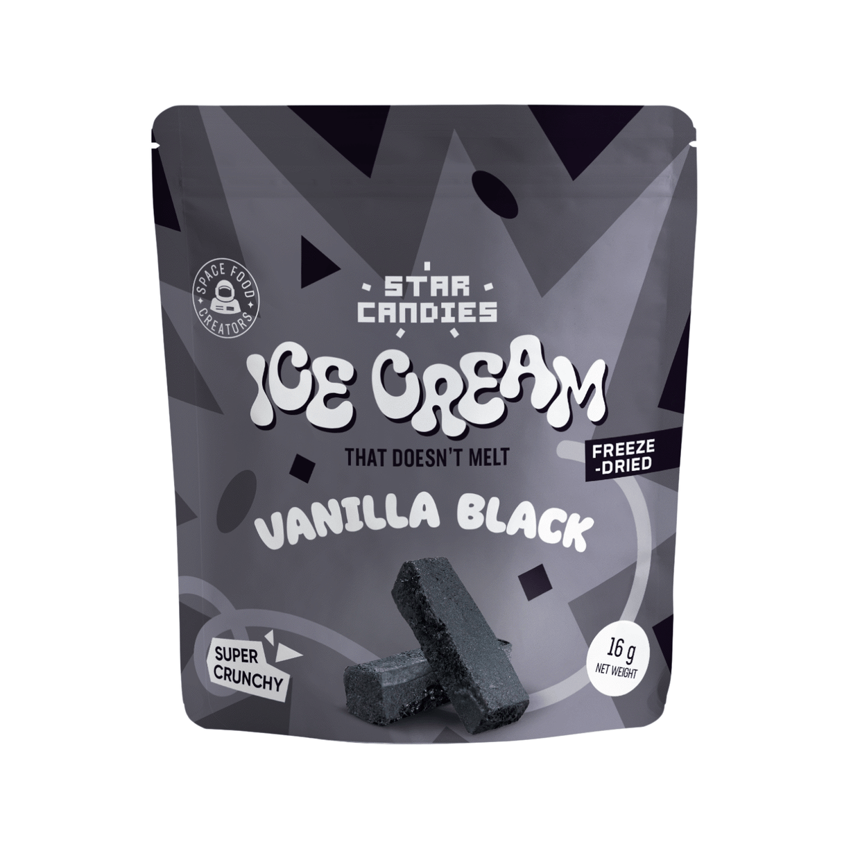 STAR CANDIES Freeze Dried Ice Cream Vanilla Black Flavor 12 x 16g