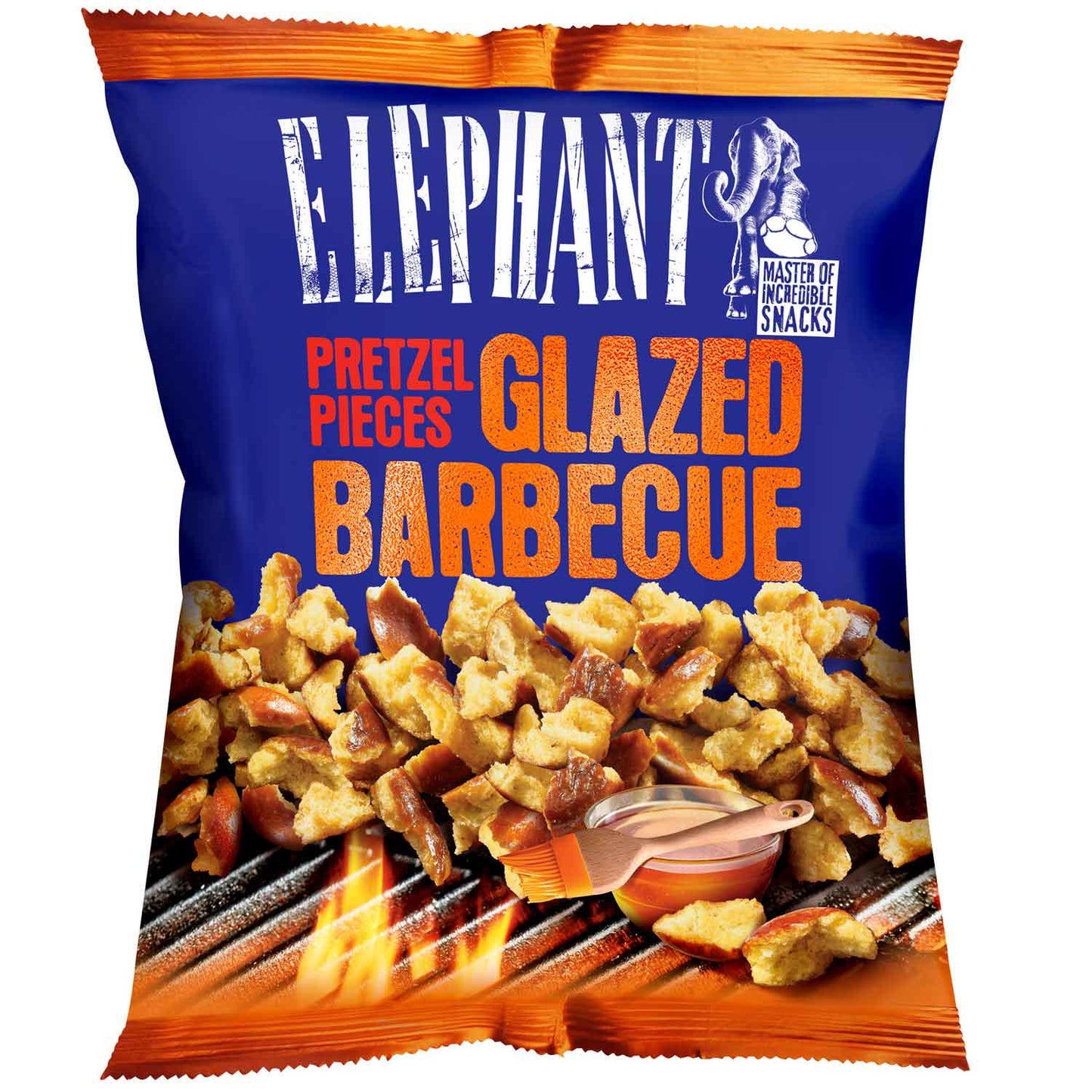 ELEPHANT GLAZED BARBECUE Flavor Pretzel Pieces Snacks 125g 4.4oz