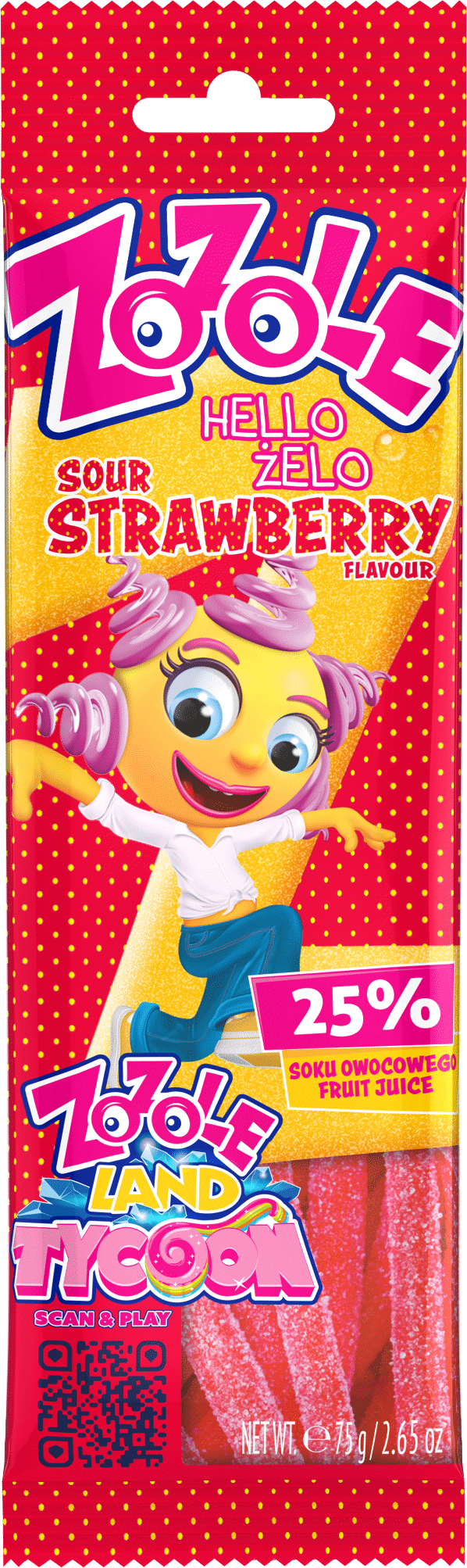 ZOZOLE Hello Zelo Sour Strawberry Flavor Gummi Candy 75g