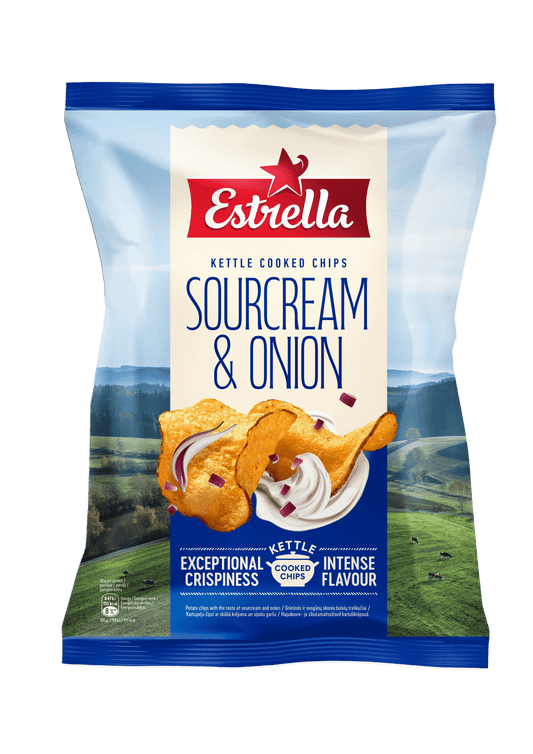 ESTRELLA SOUR CREAM & ONION Flavor Kettle Cooked Potato Chips Snacks 120g 4.2oz