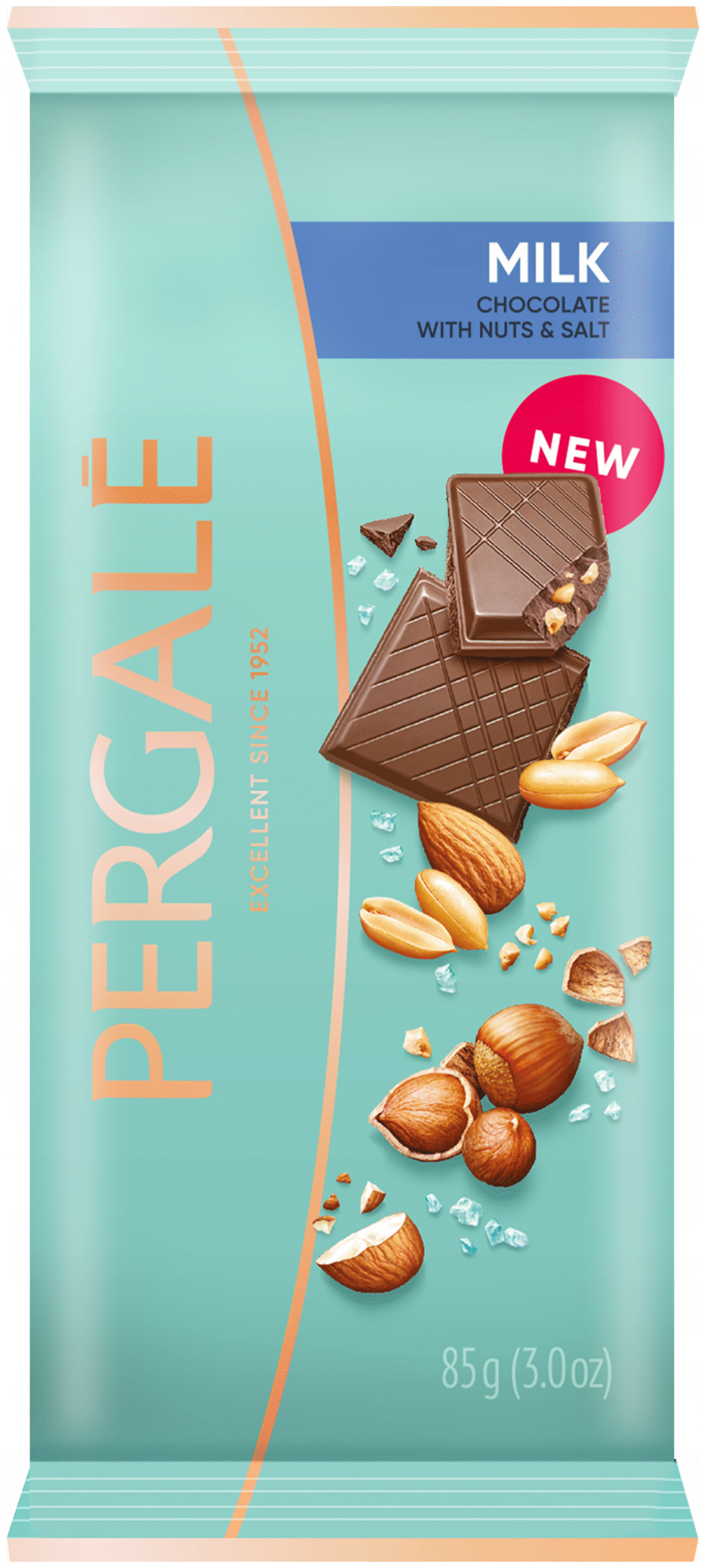 PERGALE Milk Chocolate Bar with Nuts & Salt 85g