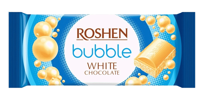 3 ROSHEN BUBBLE White Dark & Milk Chocolate Bars Ukrainian Sweets 80g 2.8oz