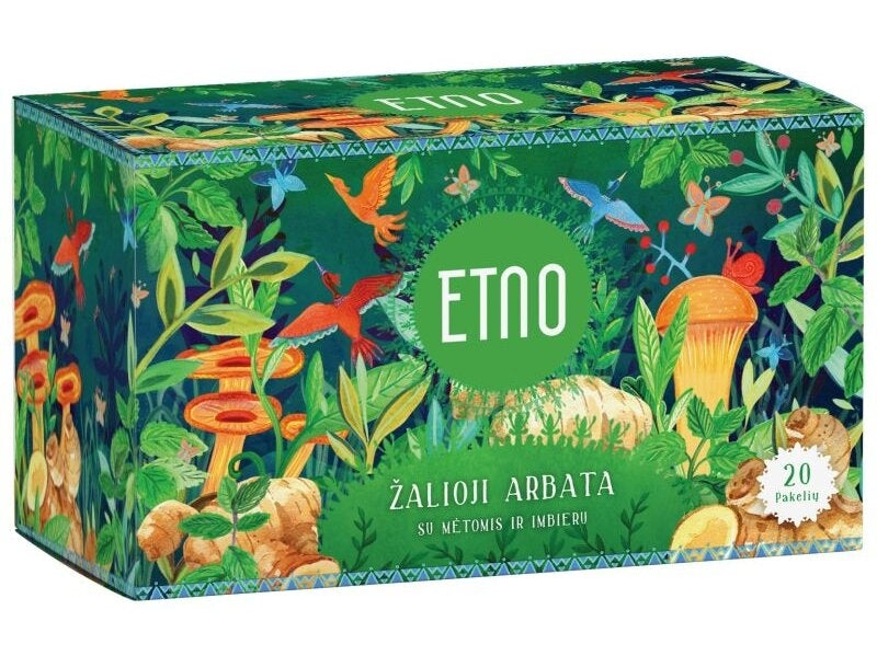 ETNO Natural Green Tea with Mint & Ginger 40g